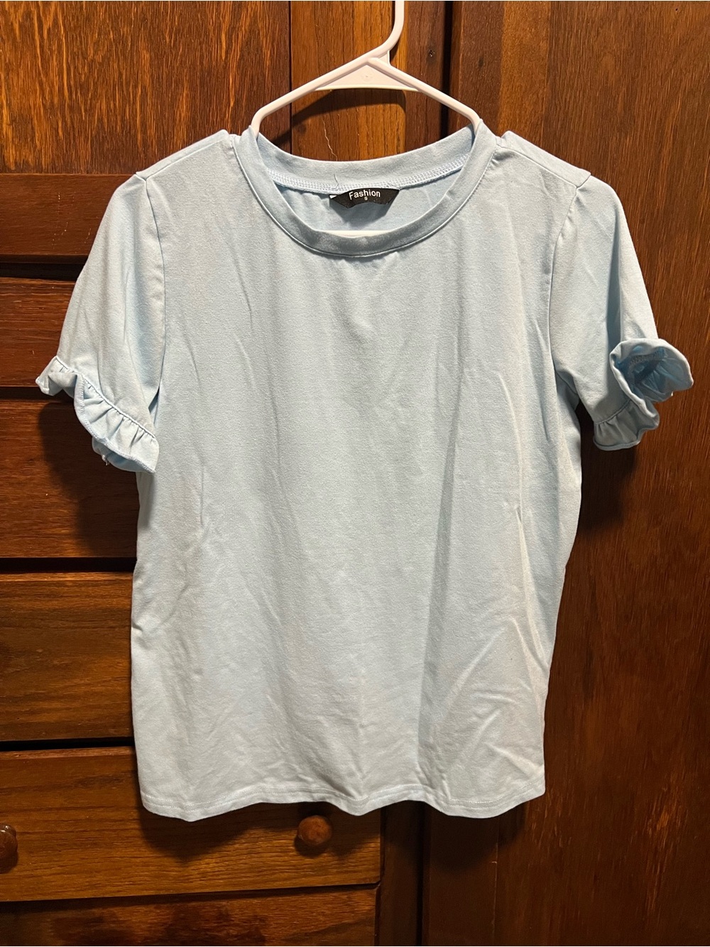 Light Blue Ruffle Sleeve Shirt
